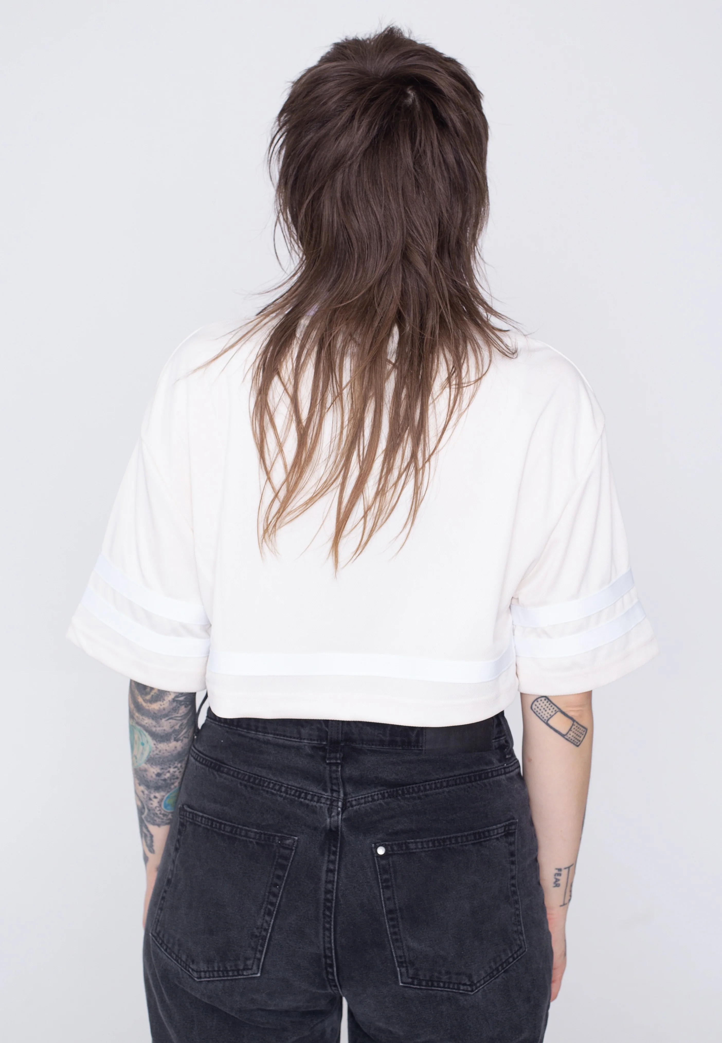 Ladies Cropped Mesh Jersey Palewhite/White - T-Shirt - Image 3