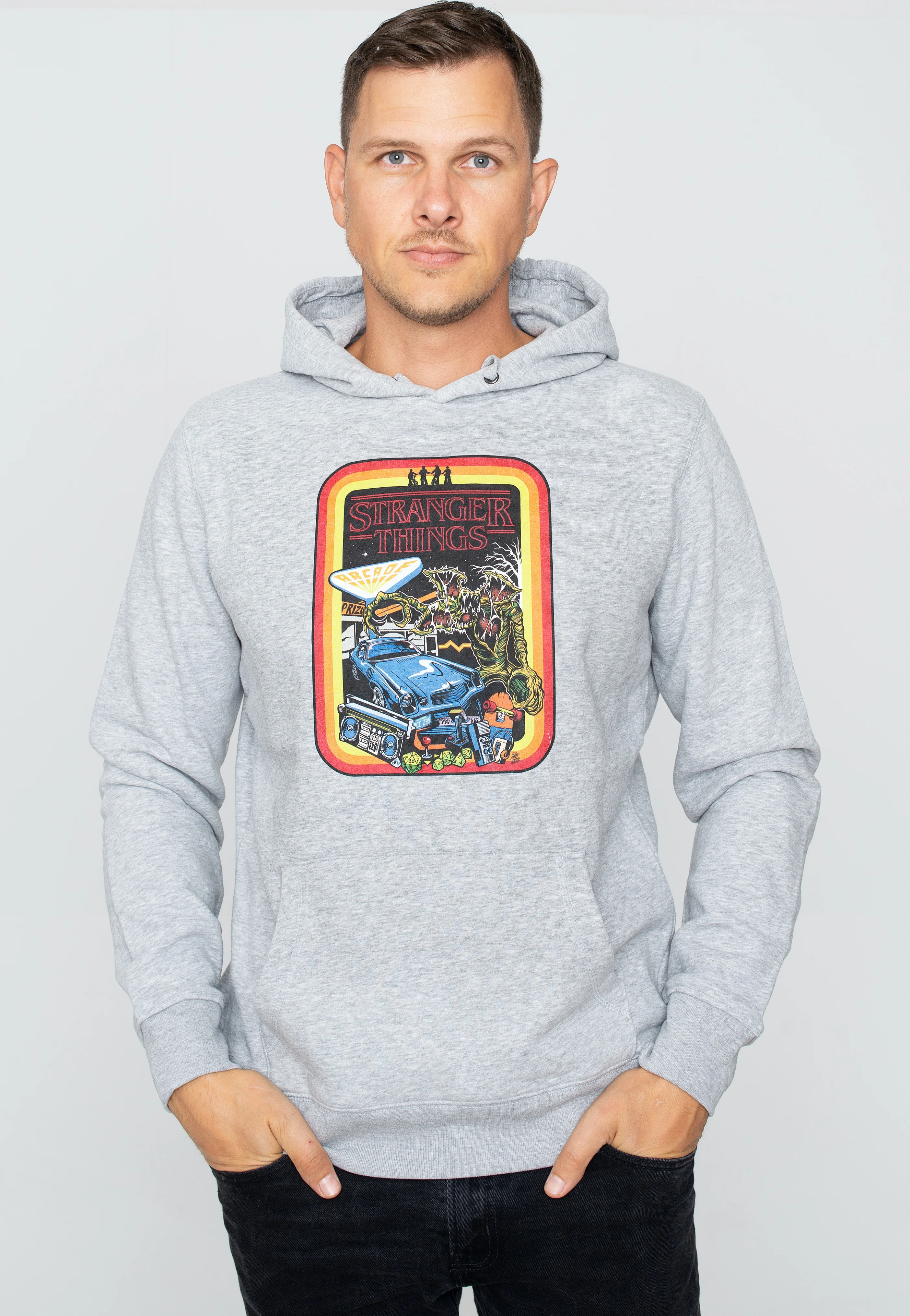 Retro Mash Heather Grey - Hoodie - Image 3