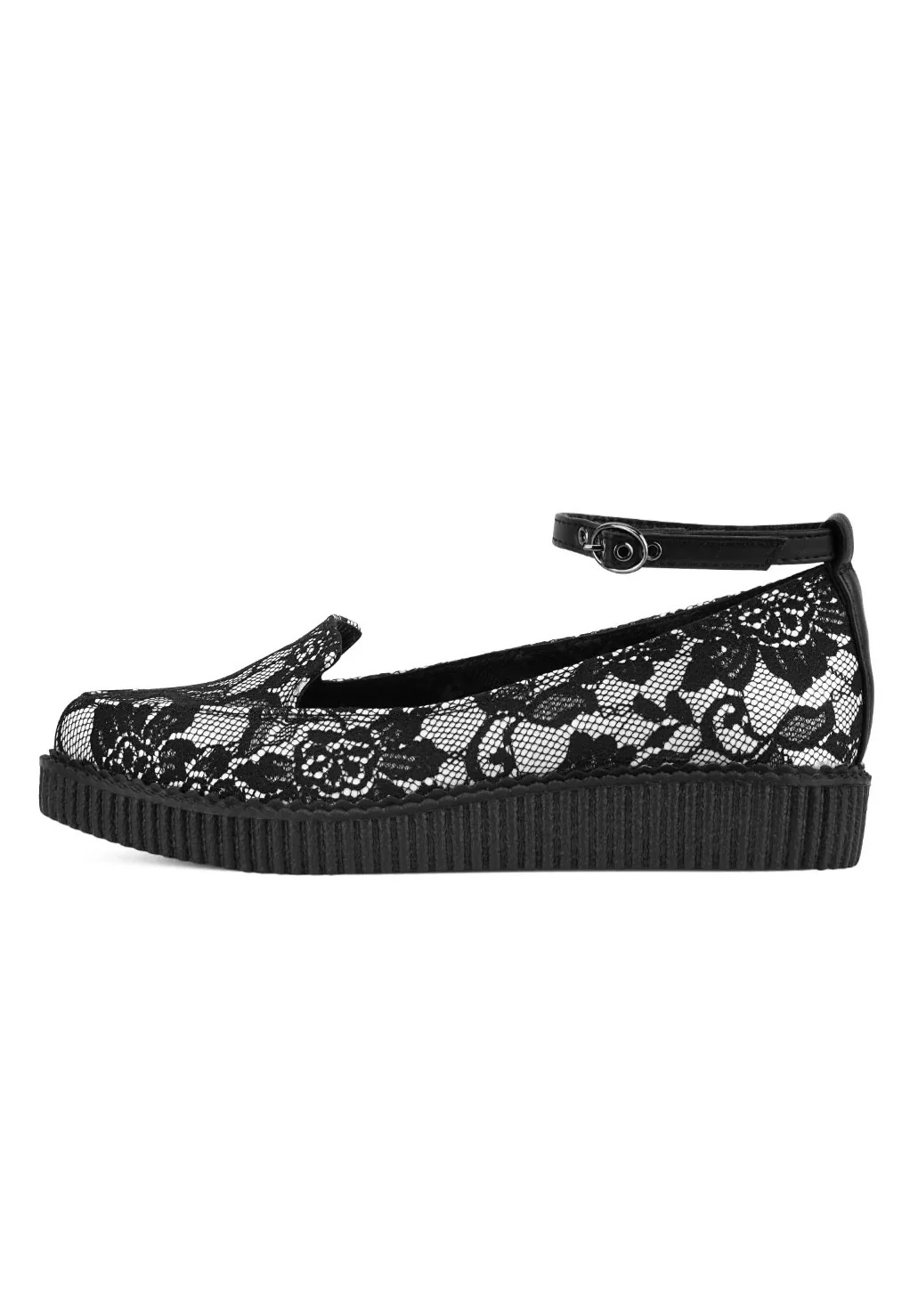 Ballet Creeper Ankle Strap Black/White Lace - Girl Shoes - Image 3
