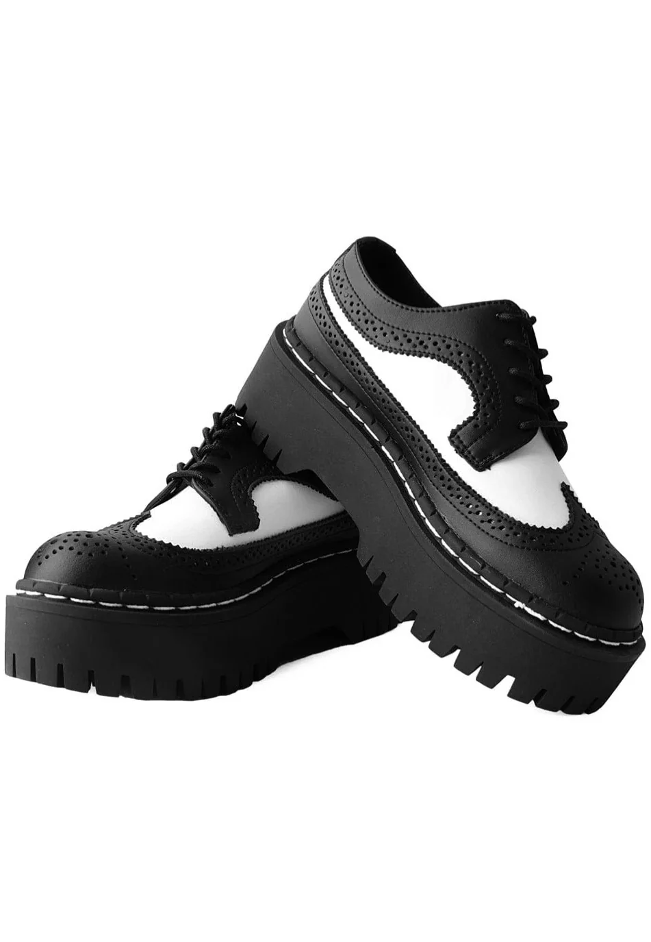 Double Decker Brogue Lace Up Black/White - Girl Shoes - Image 4