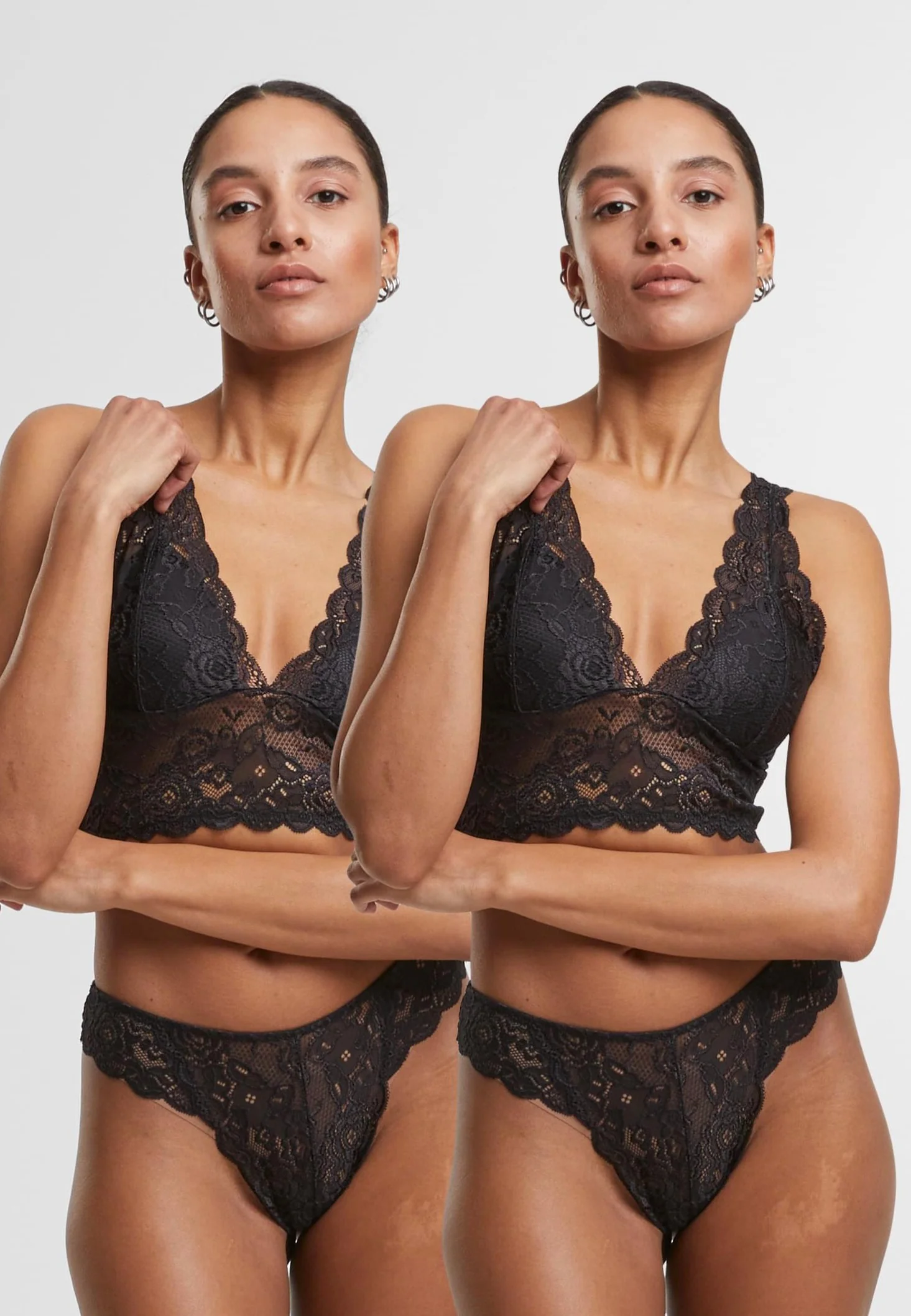 Ladies Allover Lace Pack Of 2 Black+Black - Tanga - Image 5