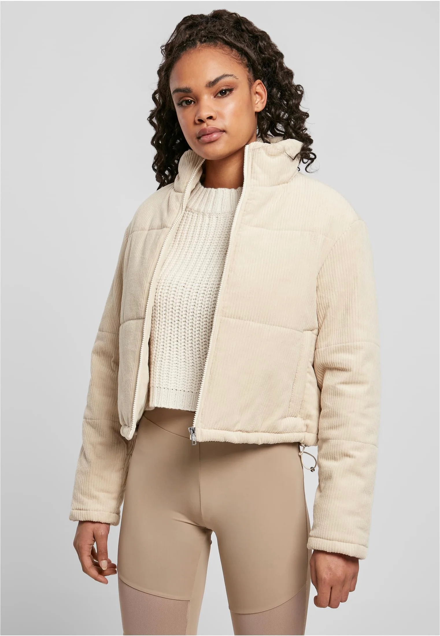 Ladies Corduroy Puffer White Sand - Jacket - Image 6