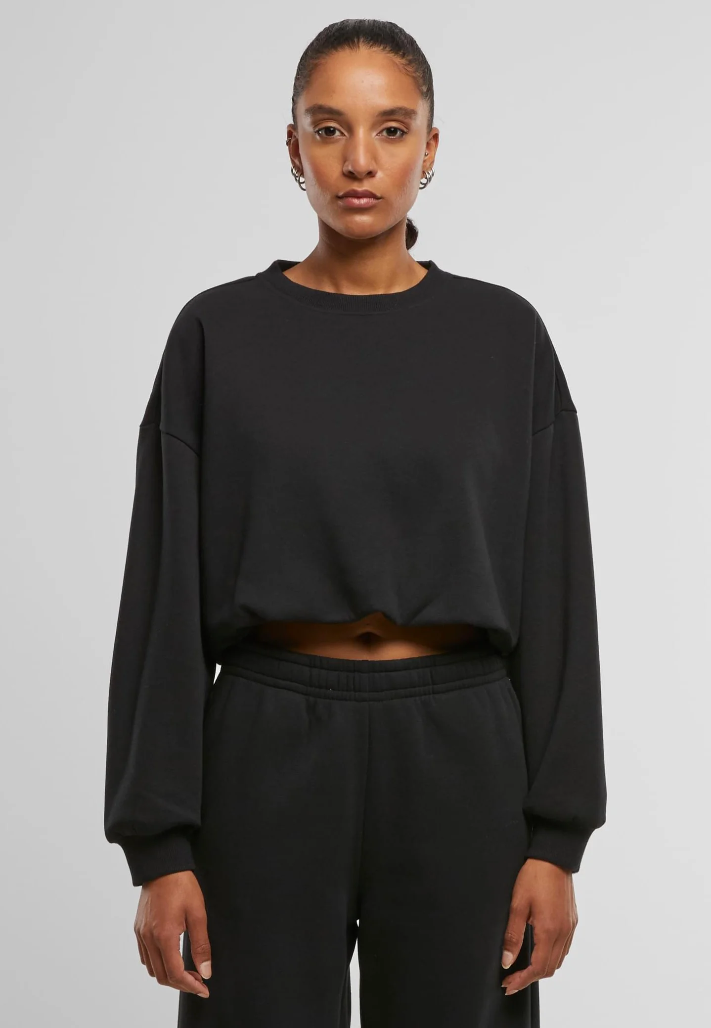 Ladies Cropped Gathered Black - Sweater - Image 4