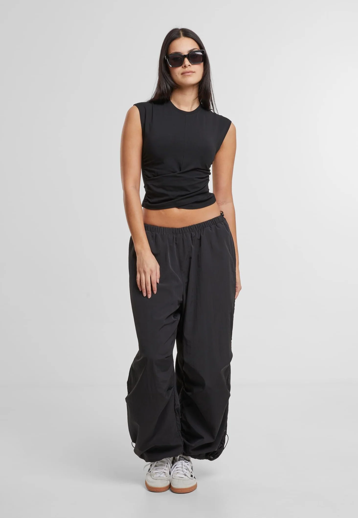 Ladies Cropped Wrapped Black - Top - Image 2