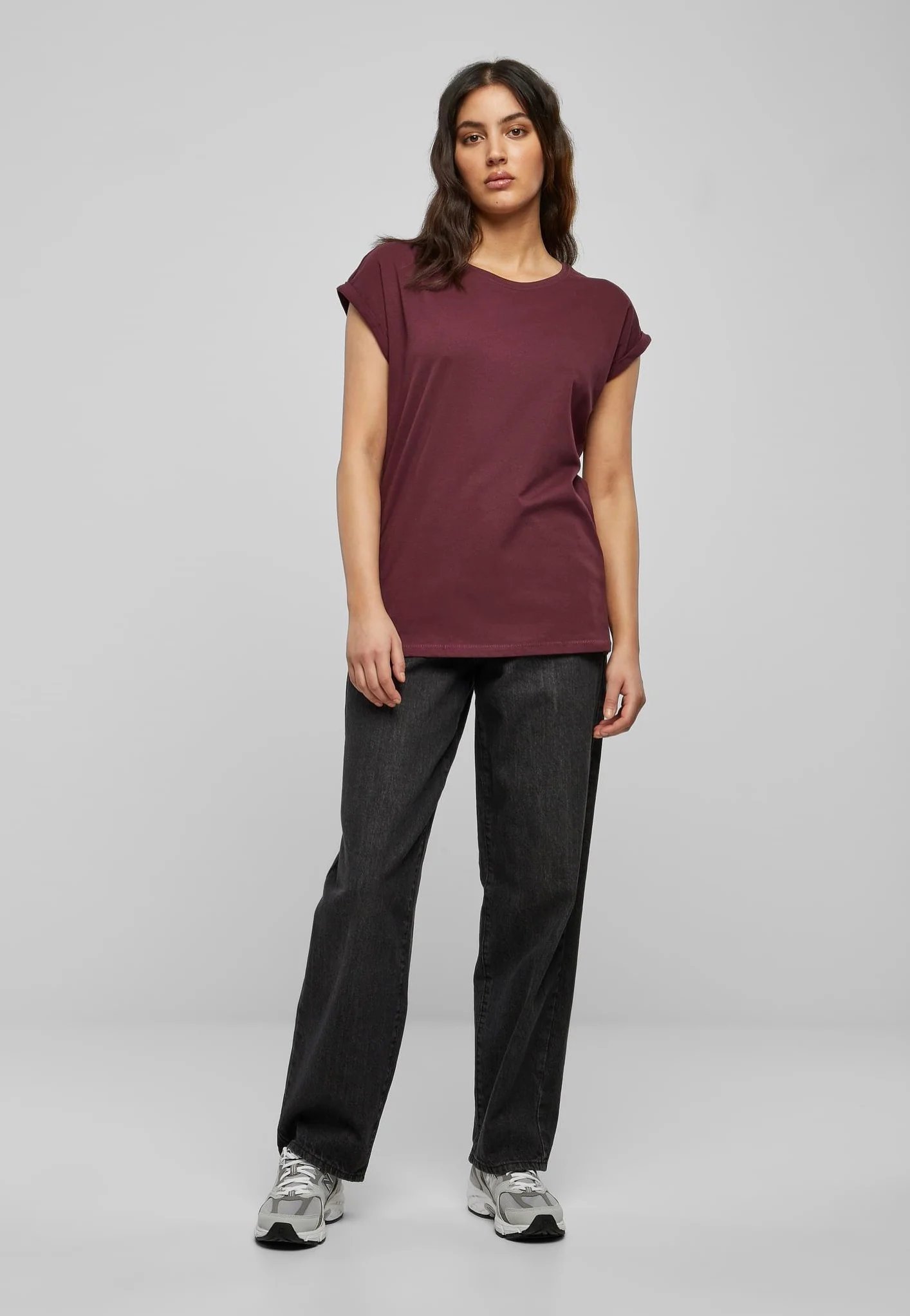 Ladies Extended Shoulder Redwine - T-Shirt - Image 2