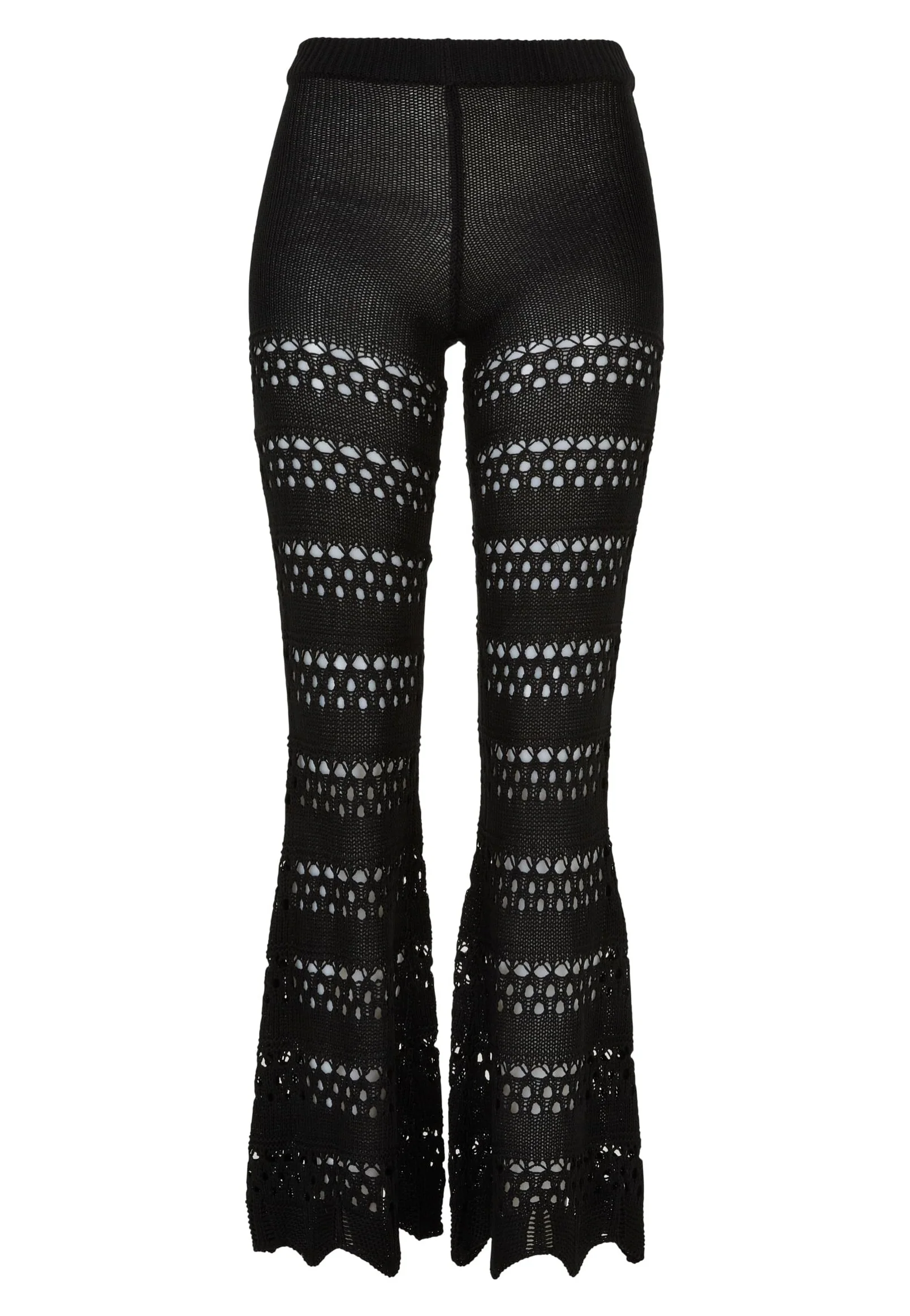 Ladies Flared Crochet Knit Black - Pants - Image 6