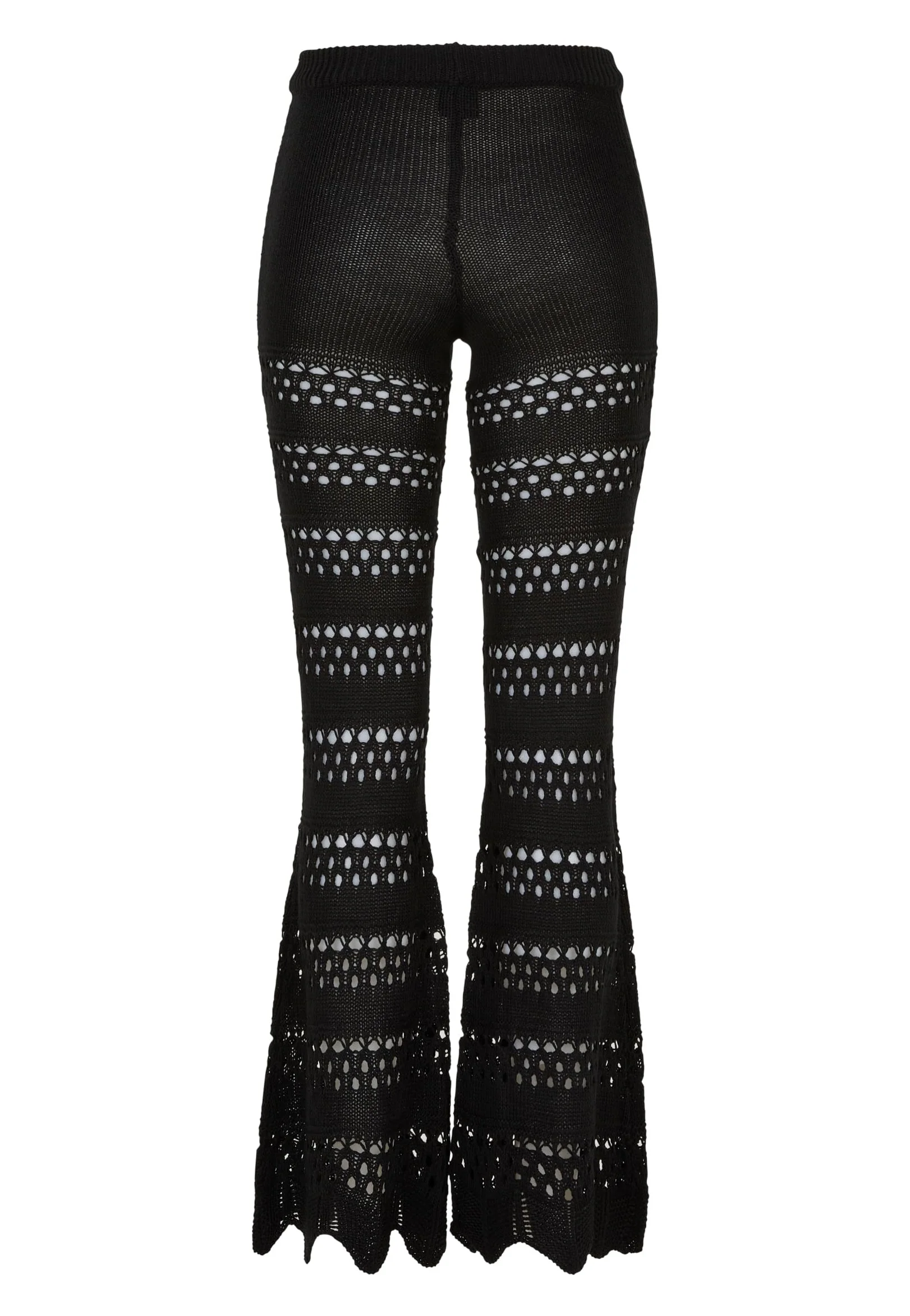Ladies Flared Crochet Knit Black - Pants - Image 7
