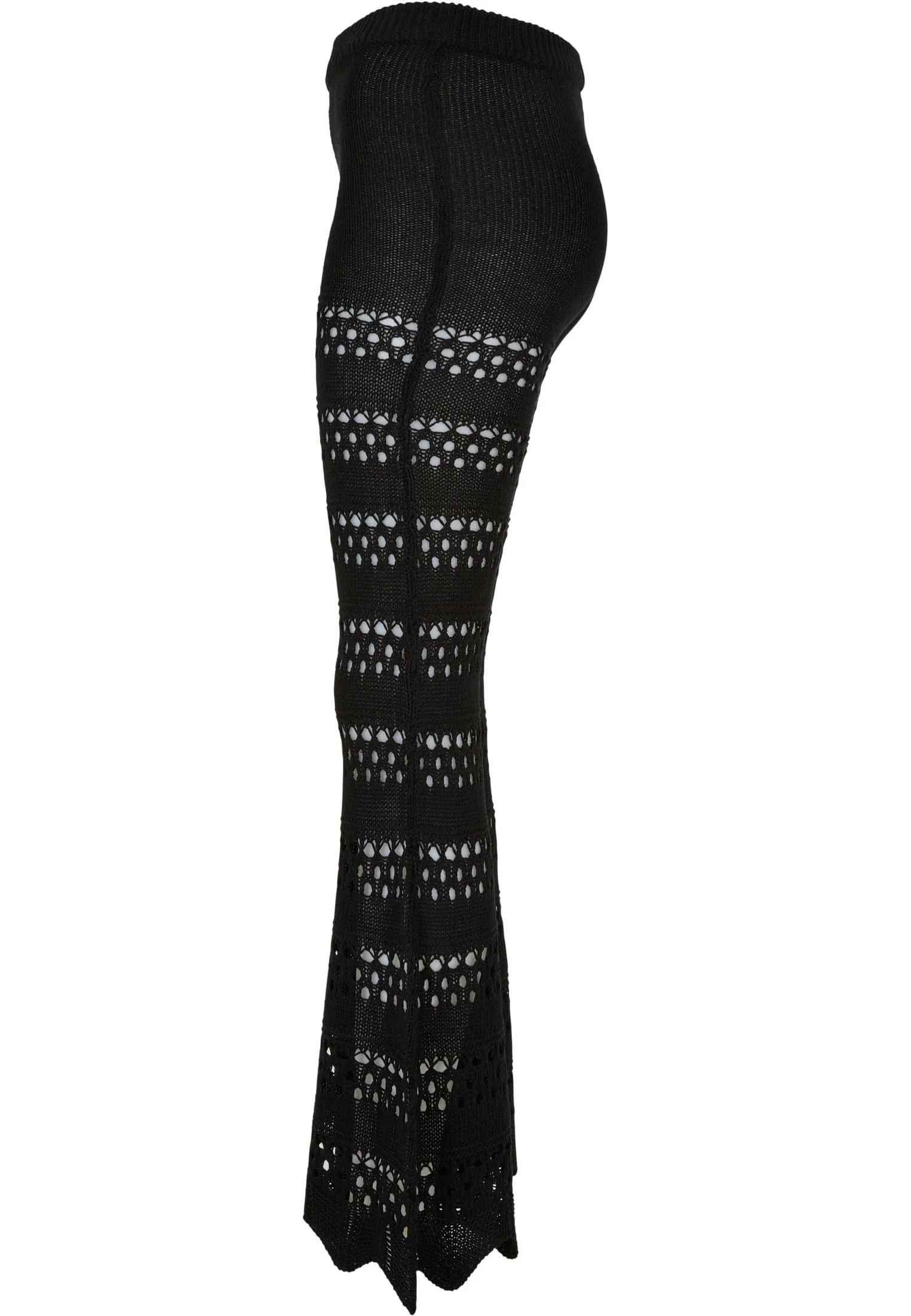 Ladies Flared Crochet Knit Black - Pants - Image 8