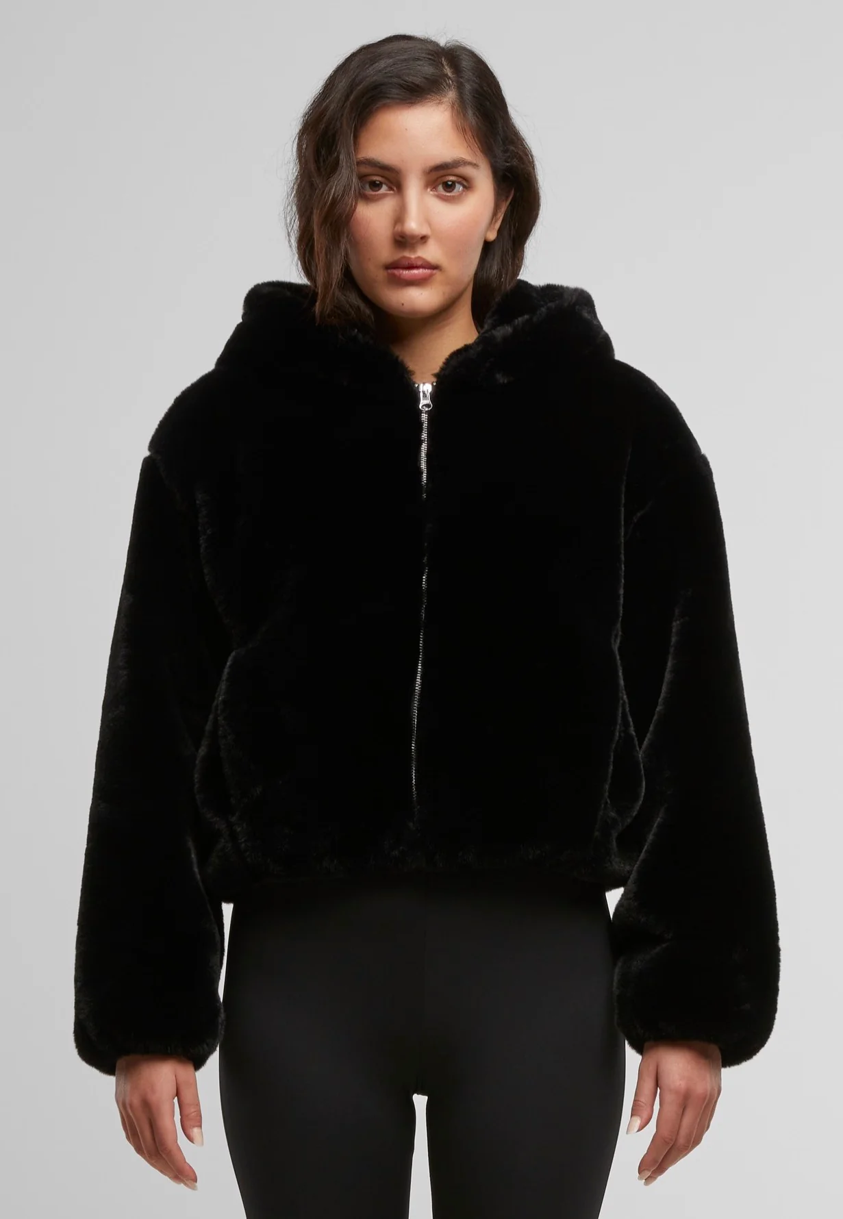 Ladies Full Zip Faux Fur Black - Jacket