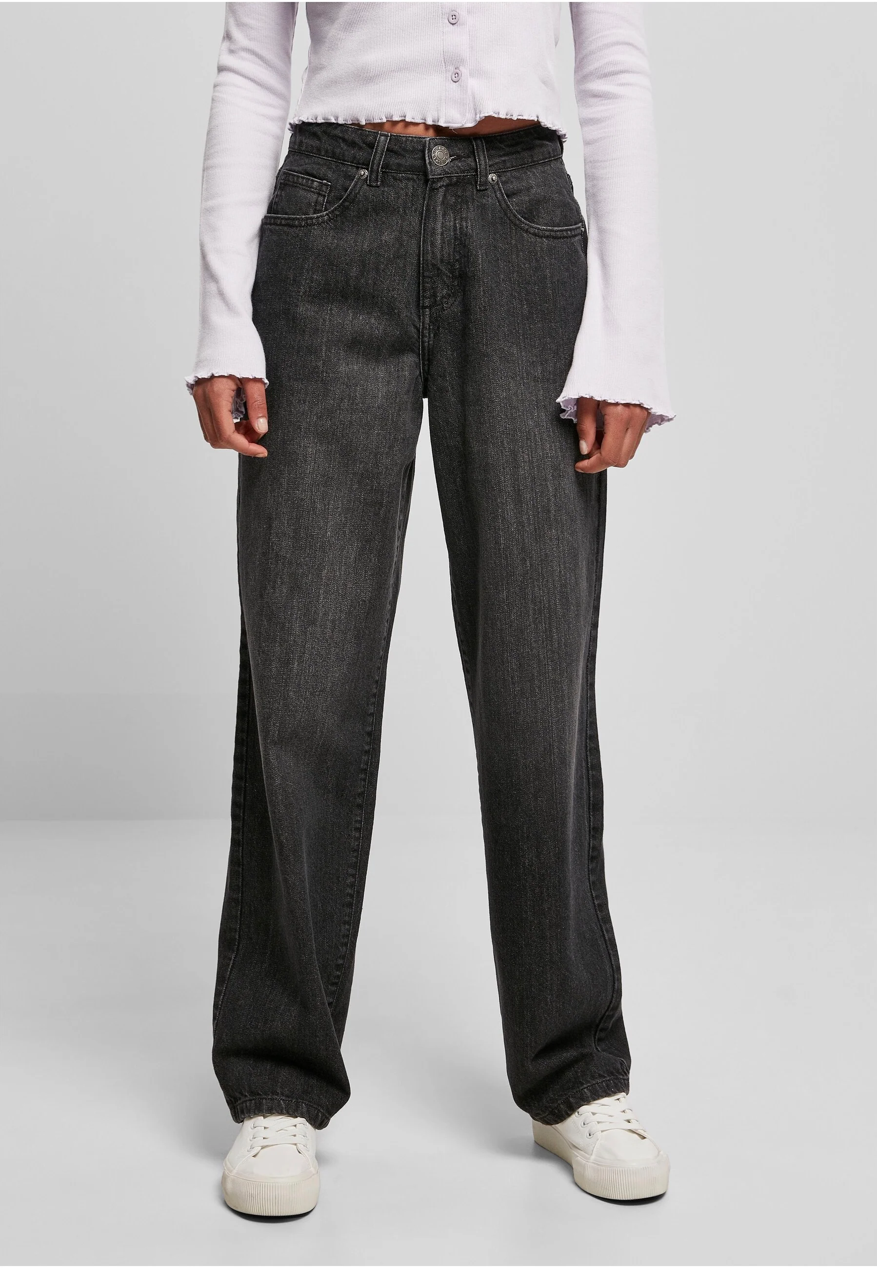 Ladies High Waist 90´S Wide Leg Denim Black Washed - Jeans - Image 2