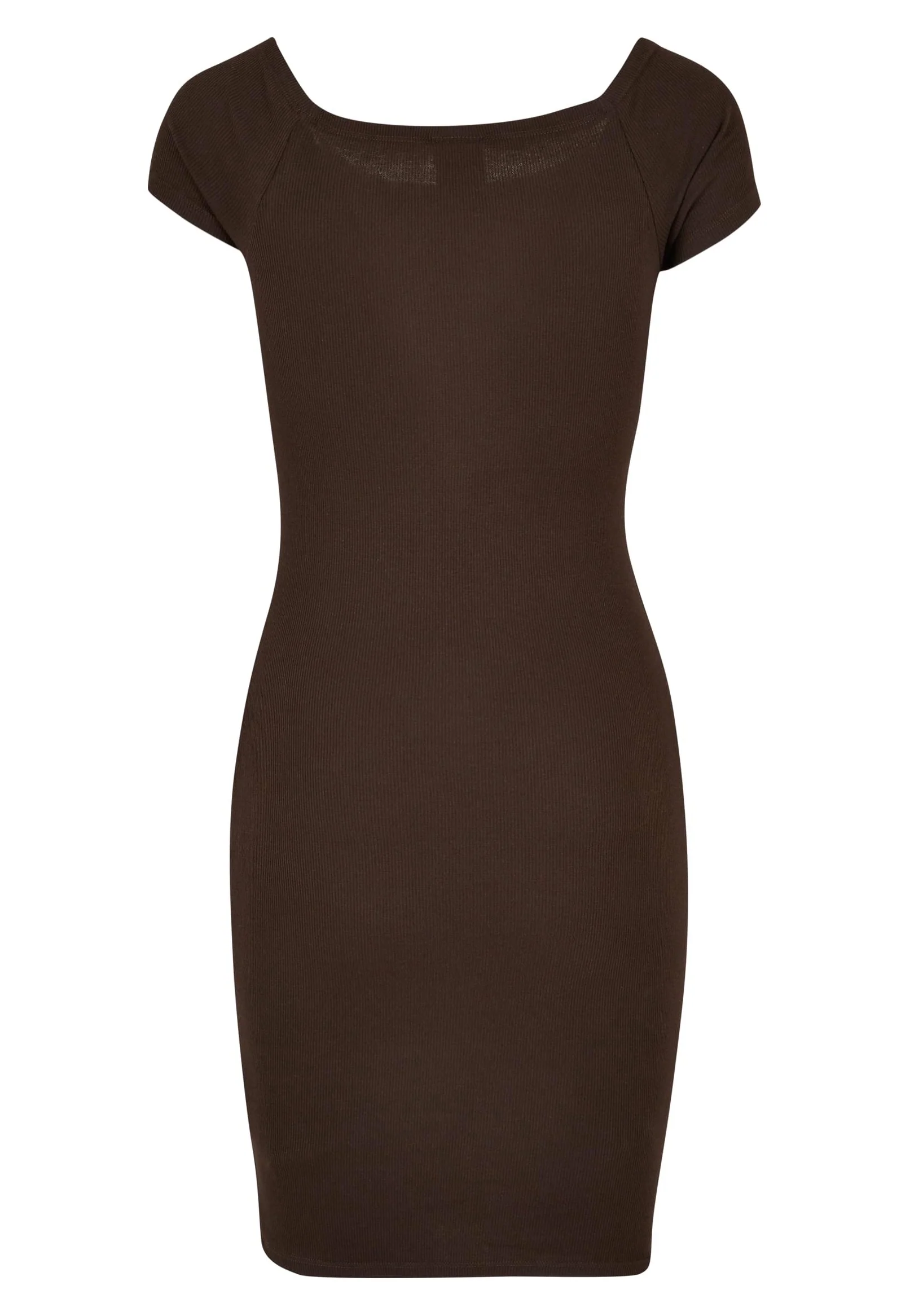 Ladies Off Shoulder Rib Brown - Dress - Image 6