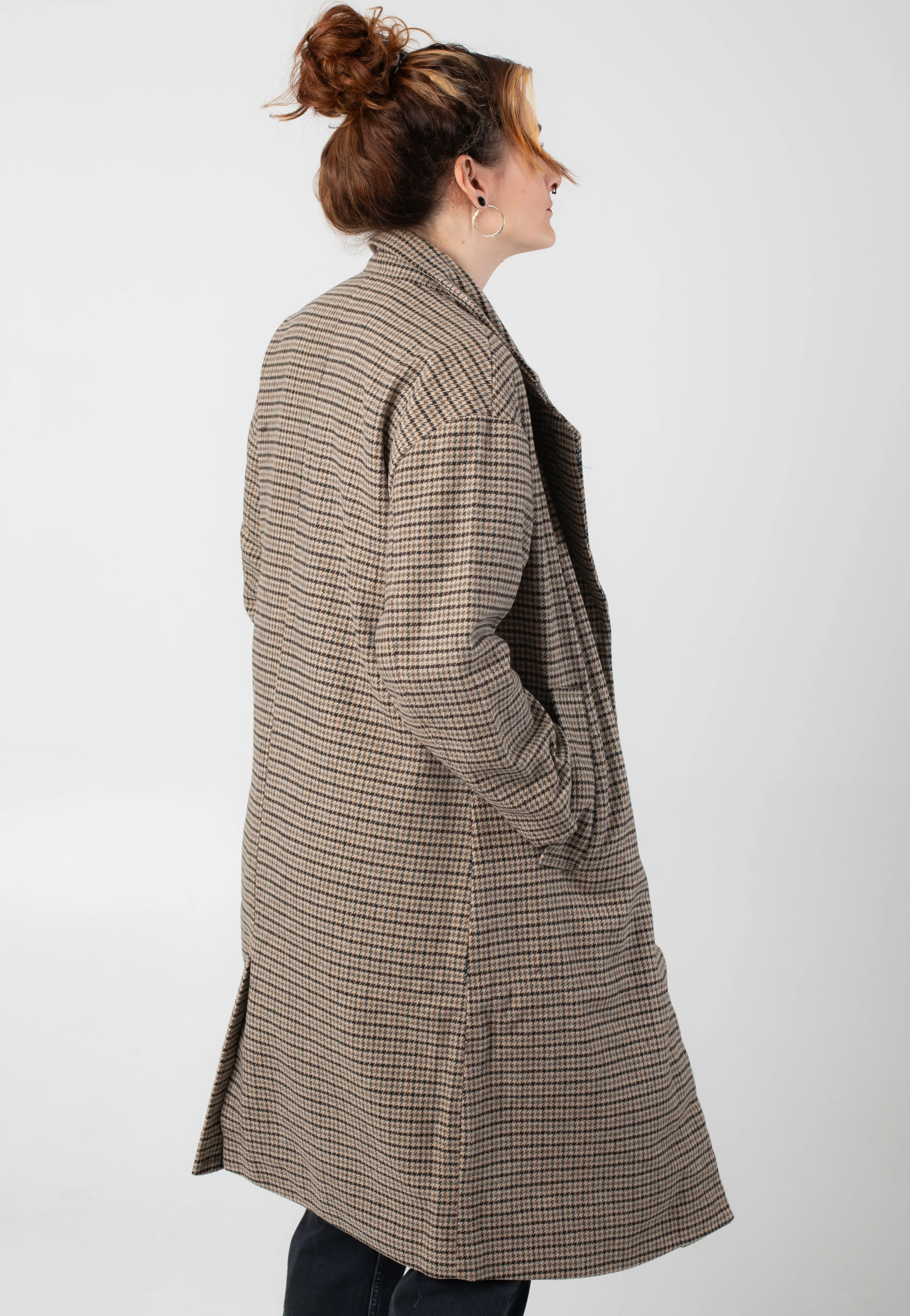 Ladies Oversized Plaid Unionbeige/Black - Coat - Image 5