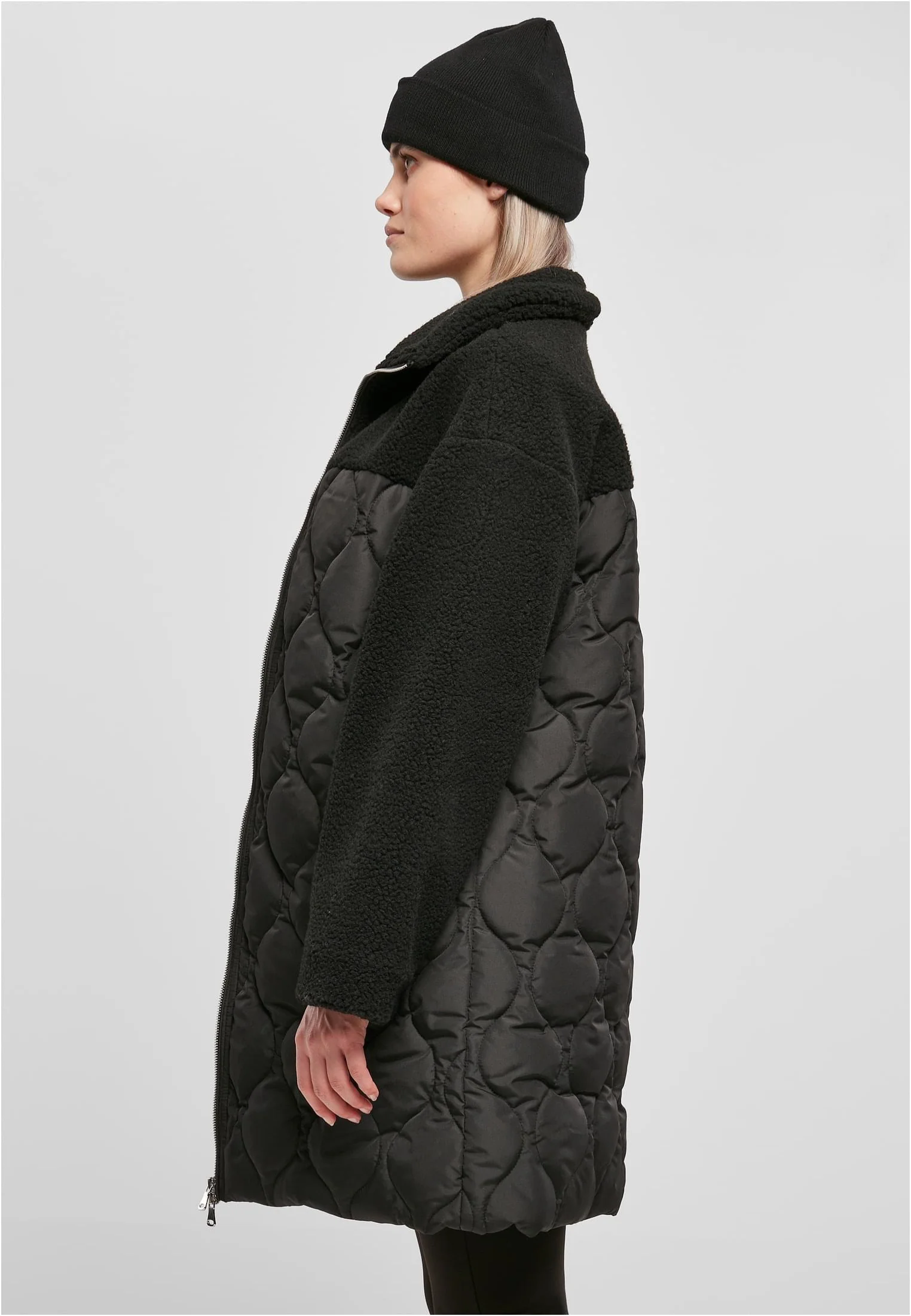 Ladies Oversized Sherpa Quilted Black - Jacket - Image 2