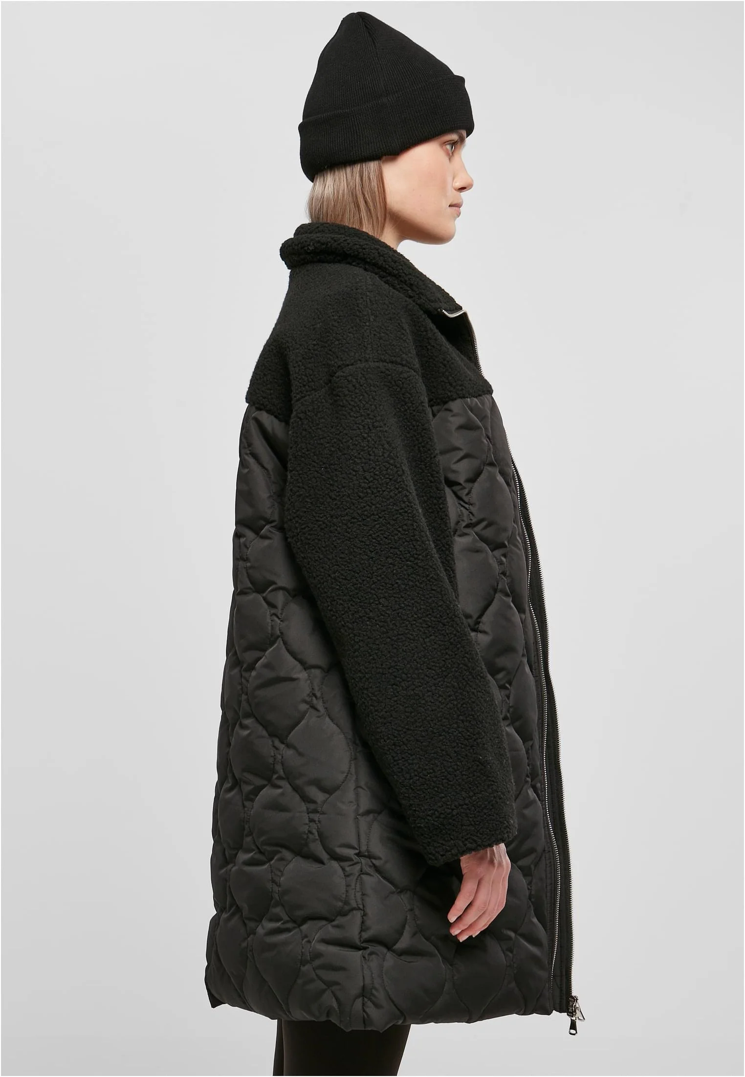 Ladies Oversized Sherpa Quilted Black - Jacket - Image 3