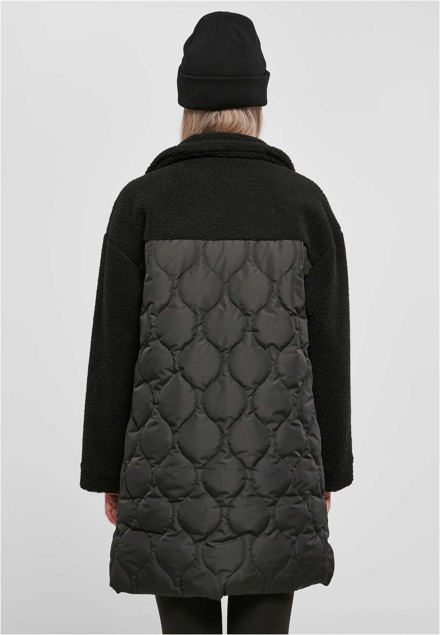 Ladies Oversized Sherpa Quilted Black - Jacket - Image 4