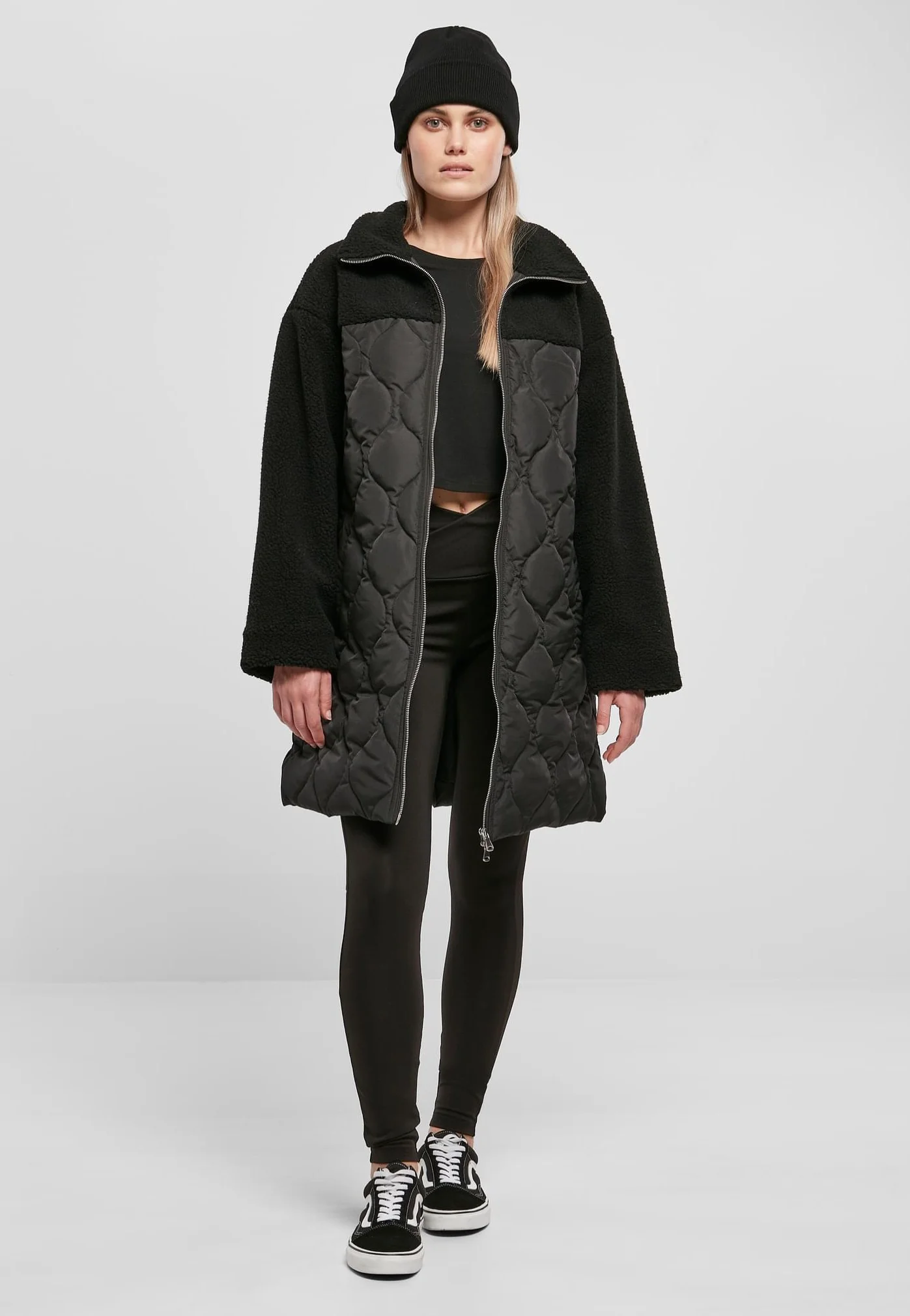 Ladies Oversized Sherpa Quilted Black - Jacket - Image 5