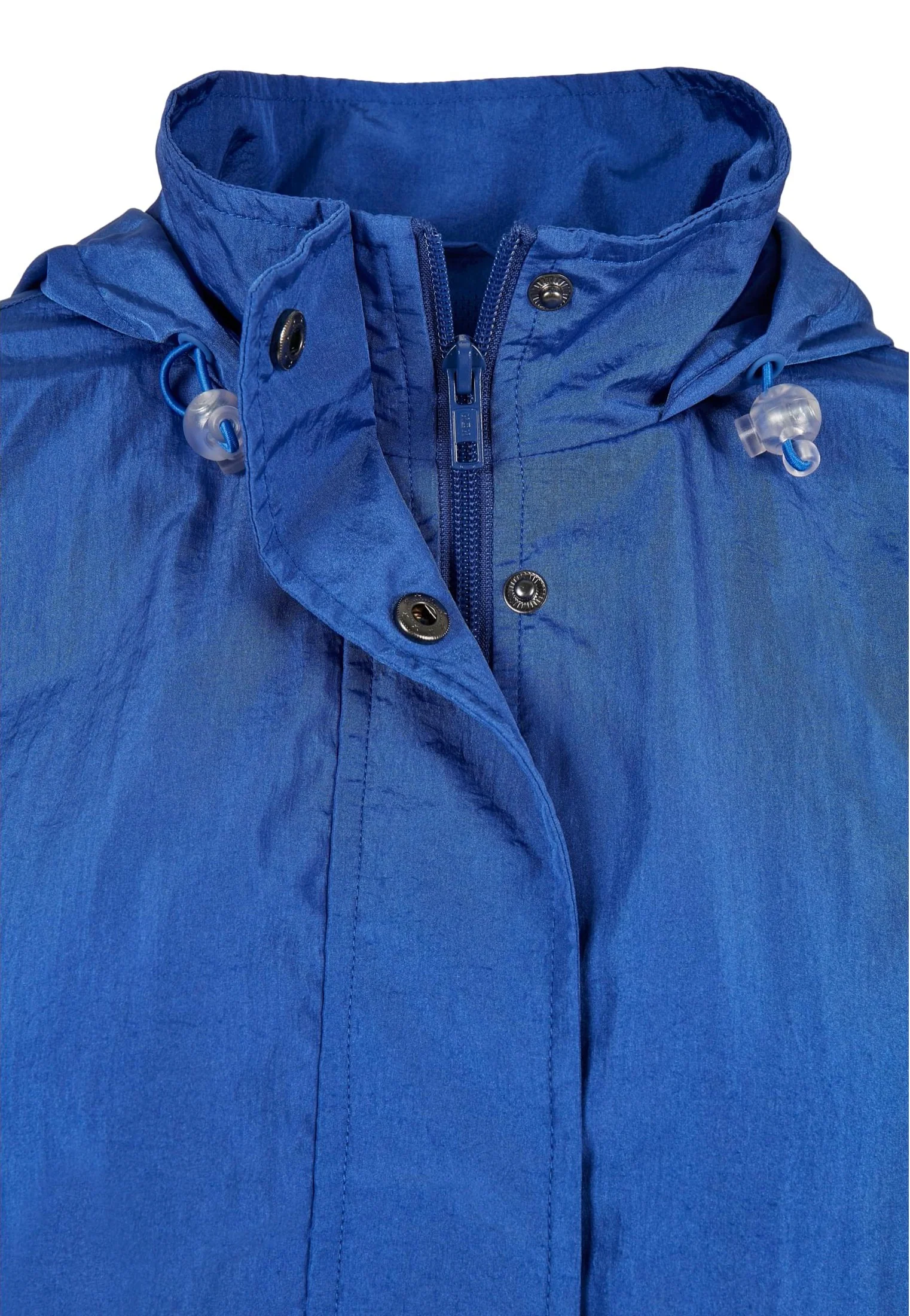 Ladies Oversized Shiny Crinkle Nylon Sporty Blue - Jacket - Image 11