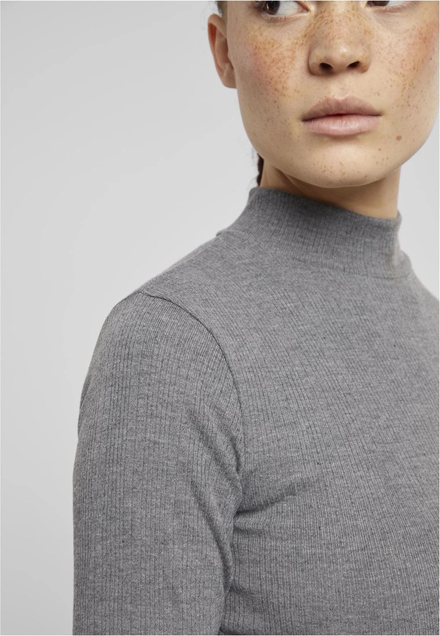 Ladies Rib Longsleeve Mockneck Darkgreymelange - Dress - Image 7