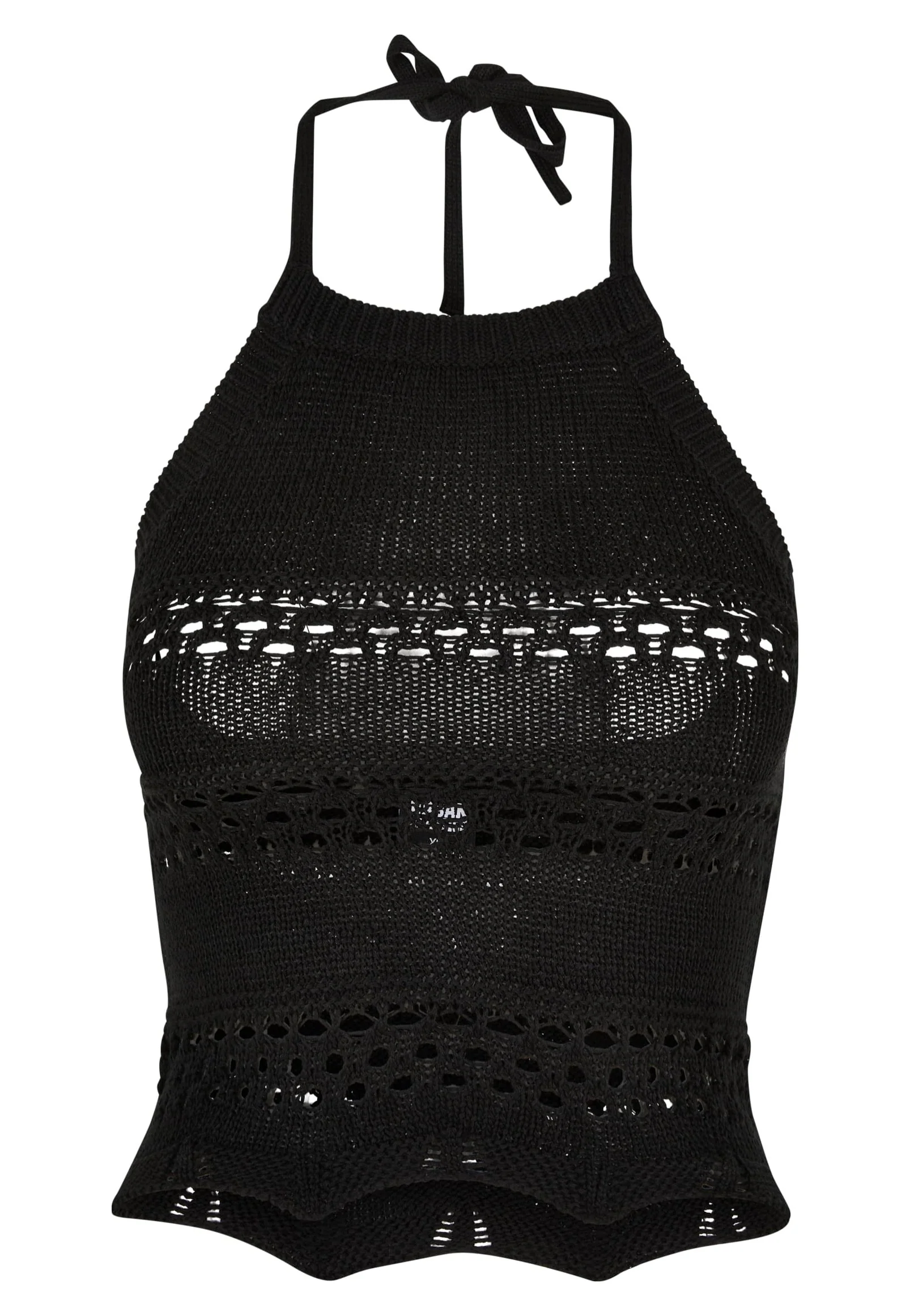Ladies Short Crochet Knit Neckholder Black - Top - Image 7