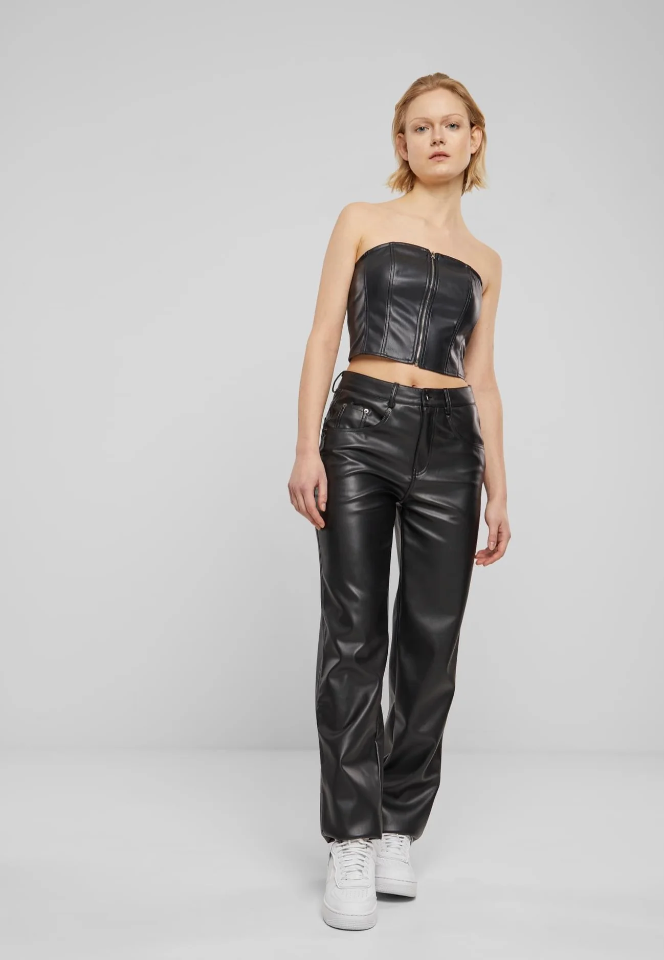 Ladies Synthetic Leather Bandeau Black - Top - Image 2