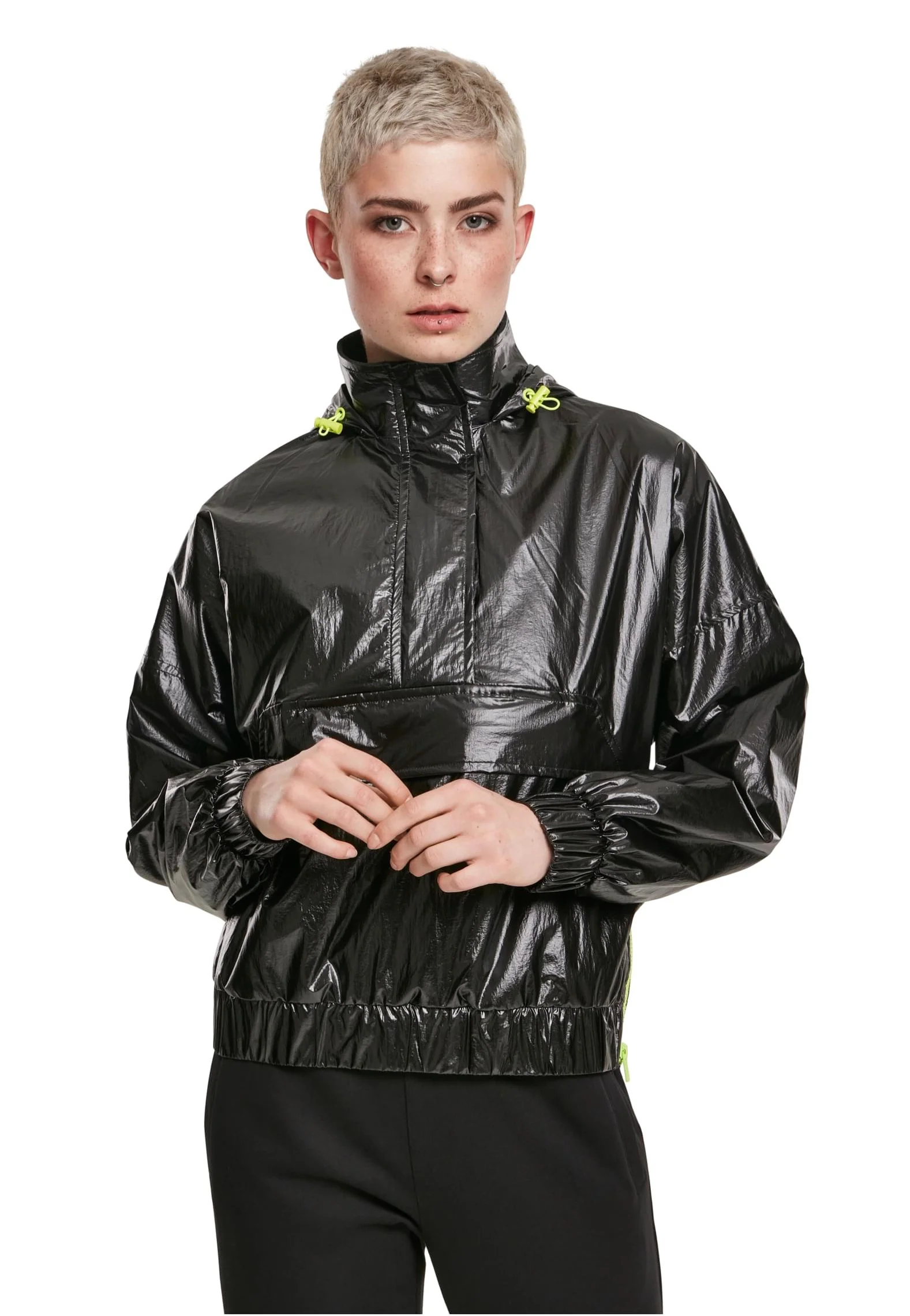 Ladies Vanish Crinkle Pull Over Black - Windbreaker - Image 3
