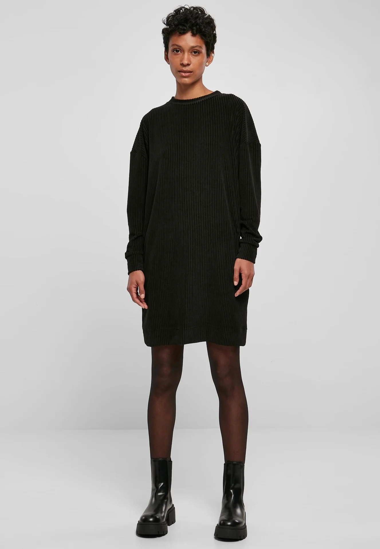 Ladies Velvet Rib Crew Black - Dress - Image 5