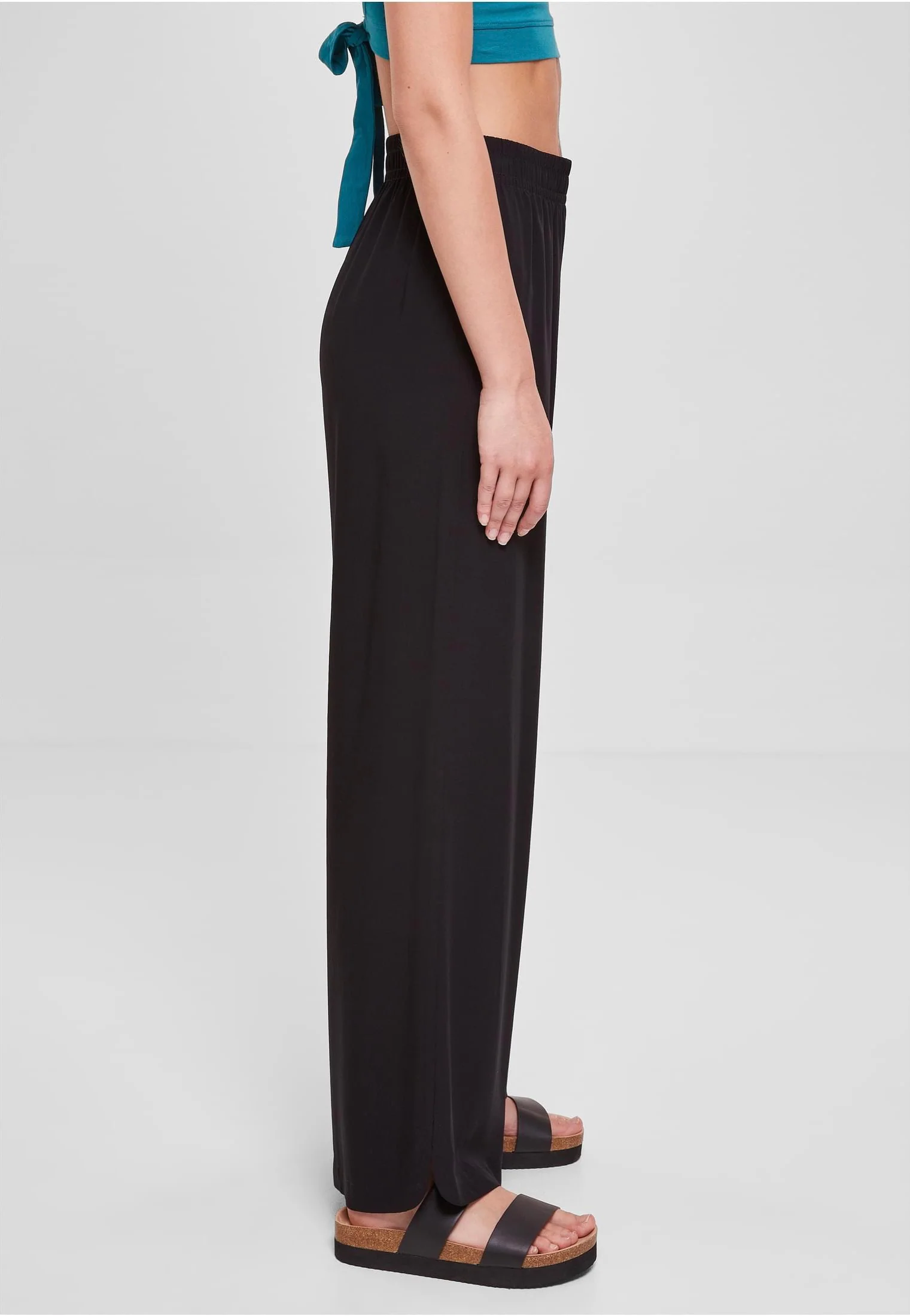 Ladies Wide Leg Viscose Black - Pants - Image 3