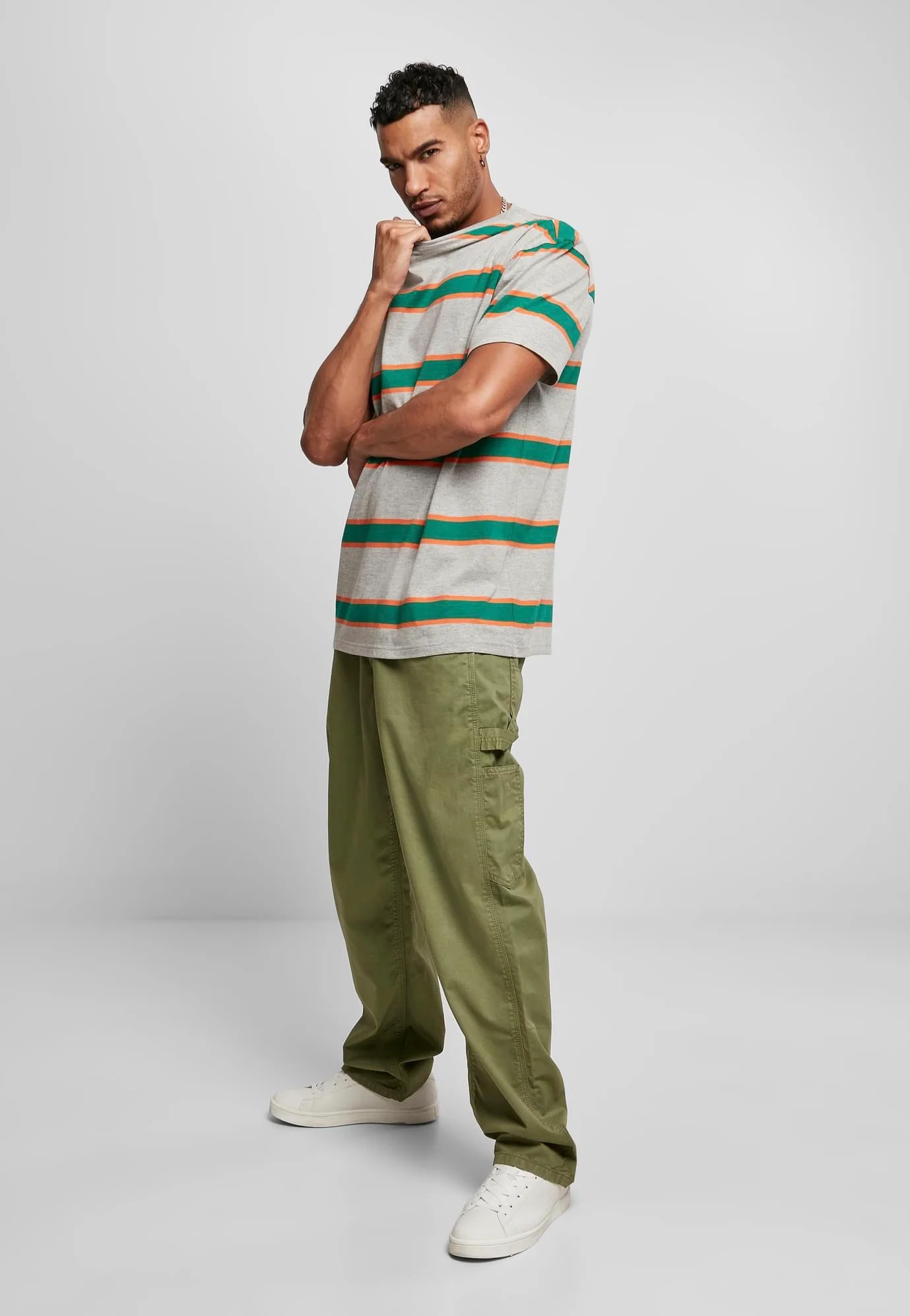 Light Stripe Oversize Grey/Junglegreen - T-Shirt