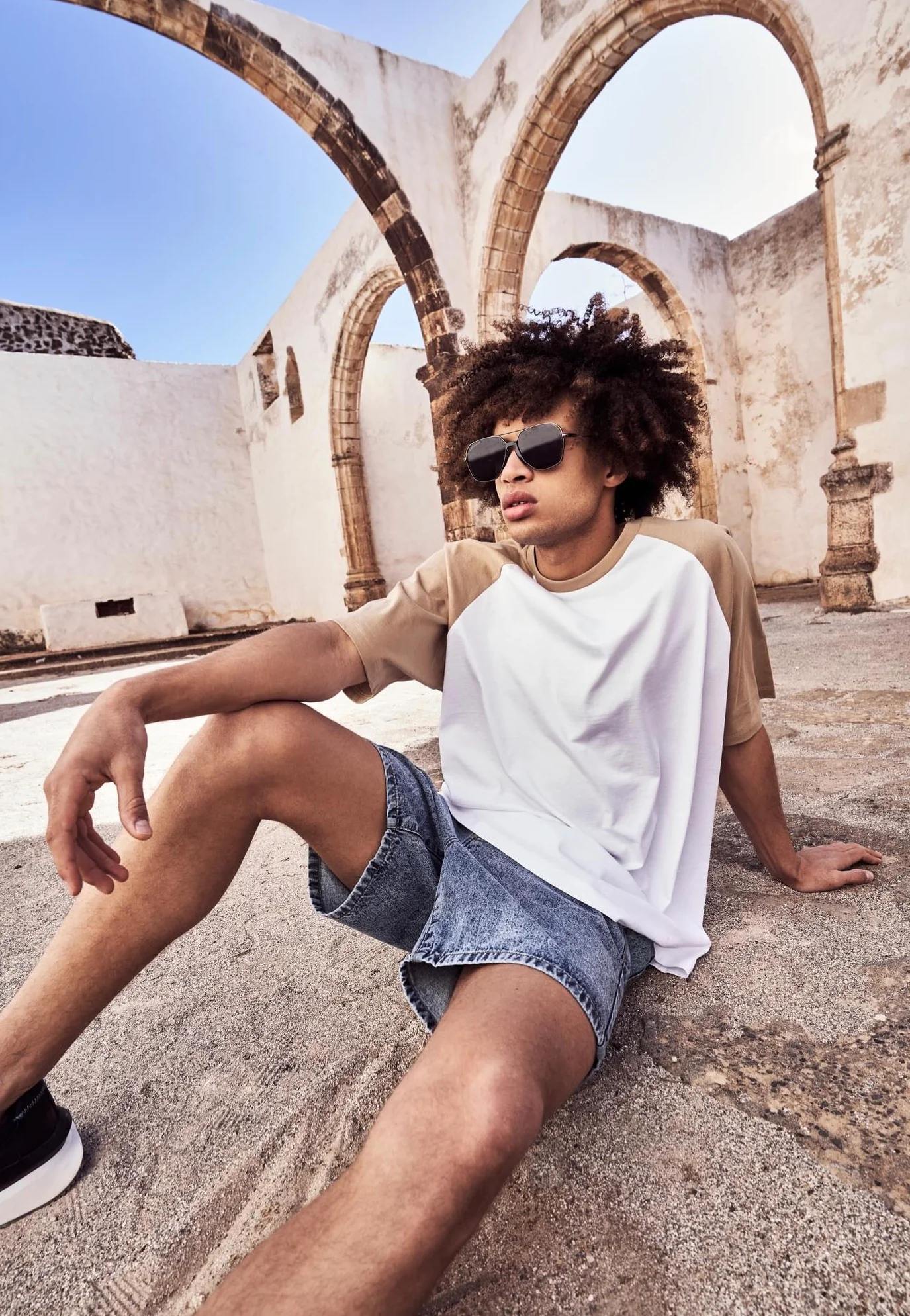 Organic Denim Bermuda Light Skyblue Acid Washed - Shorts - Image 2