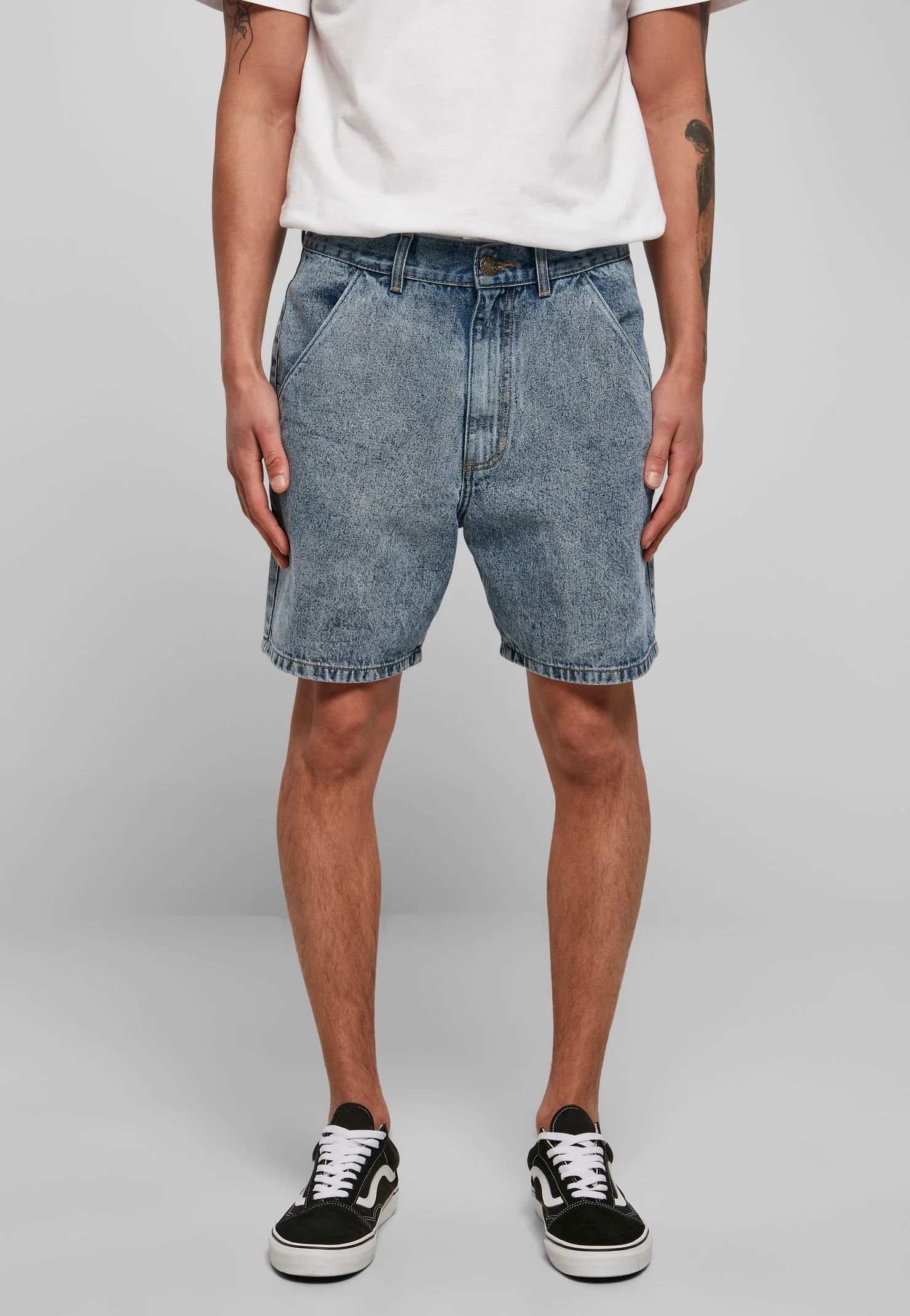 Organic Denim Bermuda Light Skyblue Acid Washed - Shorts - Image 5