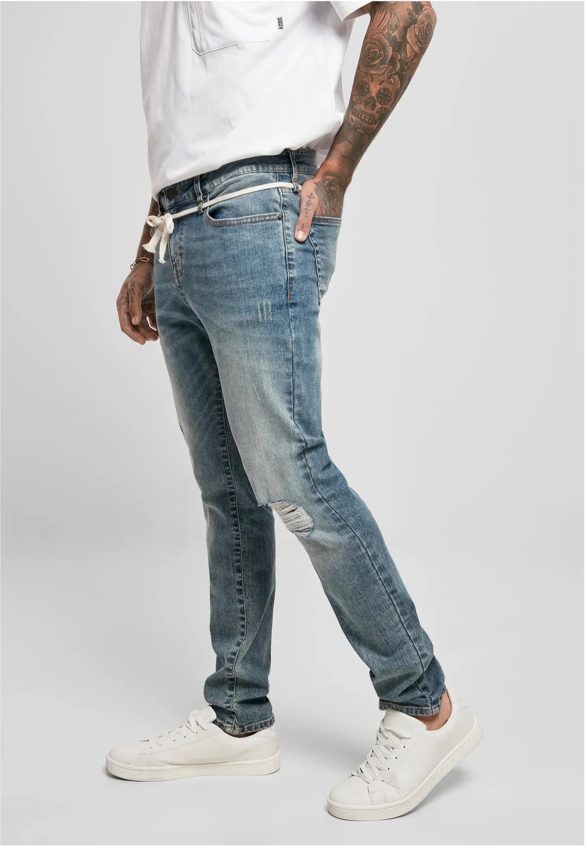 Slim Fit Drawstring Mid Heavy Destroyed Washed - Jeans - Image 4