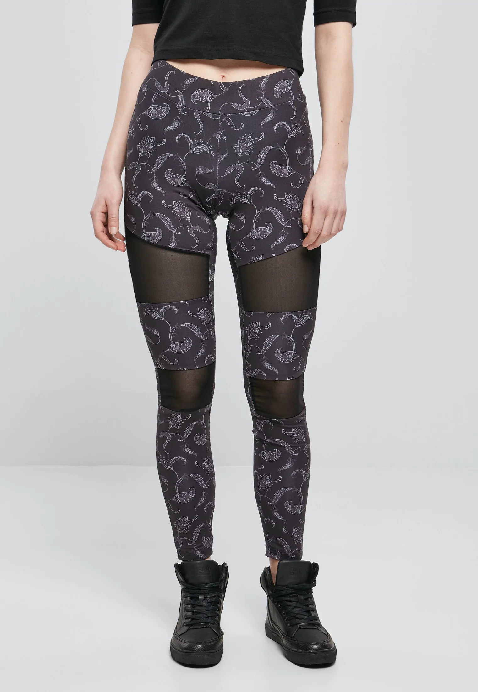 Tech Mesh AOP Black Paisley - Leggings