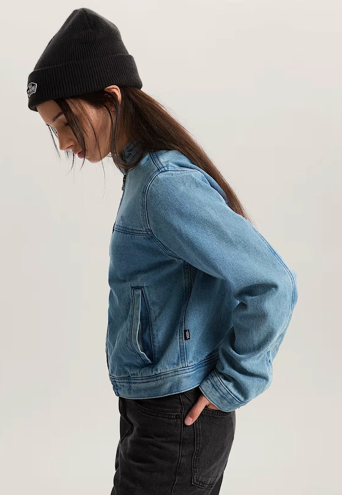 LX Pomona Collarless Stonewash/Blue - Jeans Jacket - Image 3