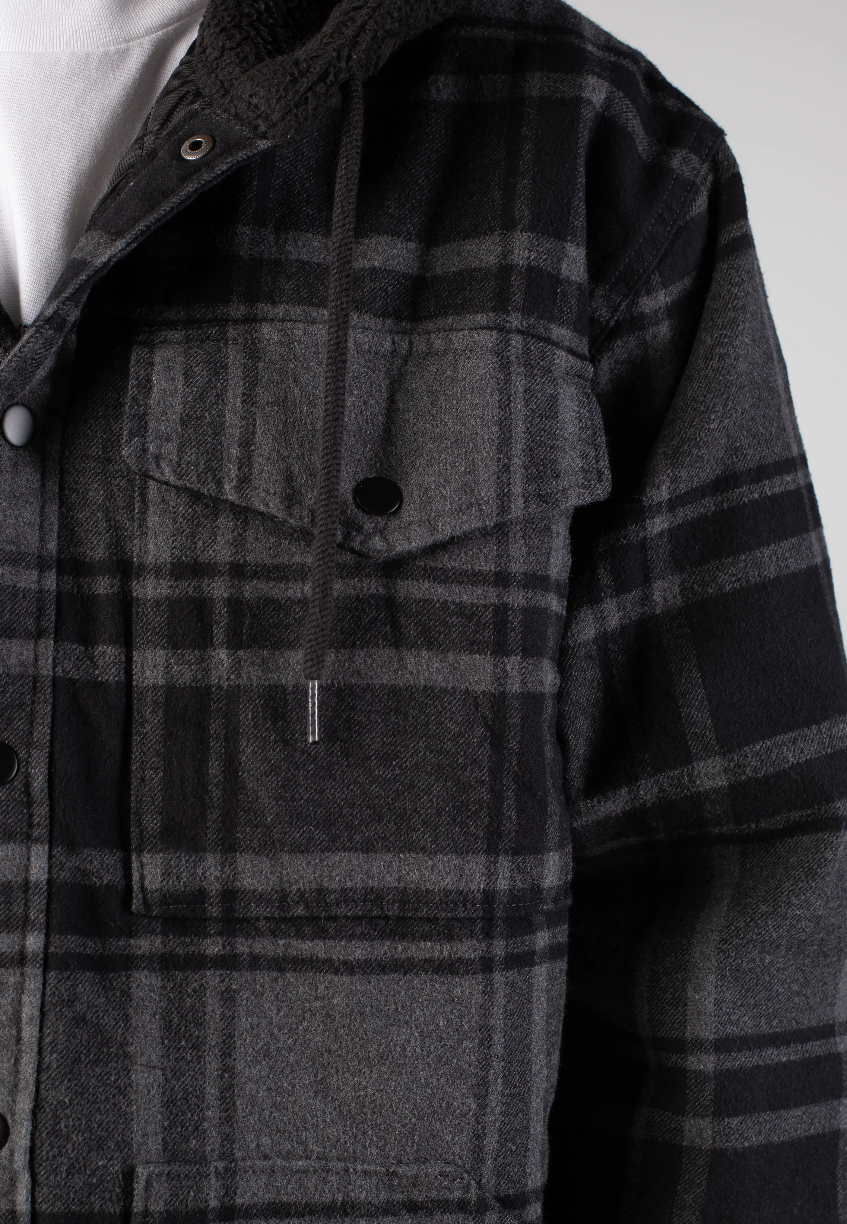 Piedmont Hooded Plaid Black/Asphalt Heather - Jacket - Image 5