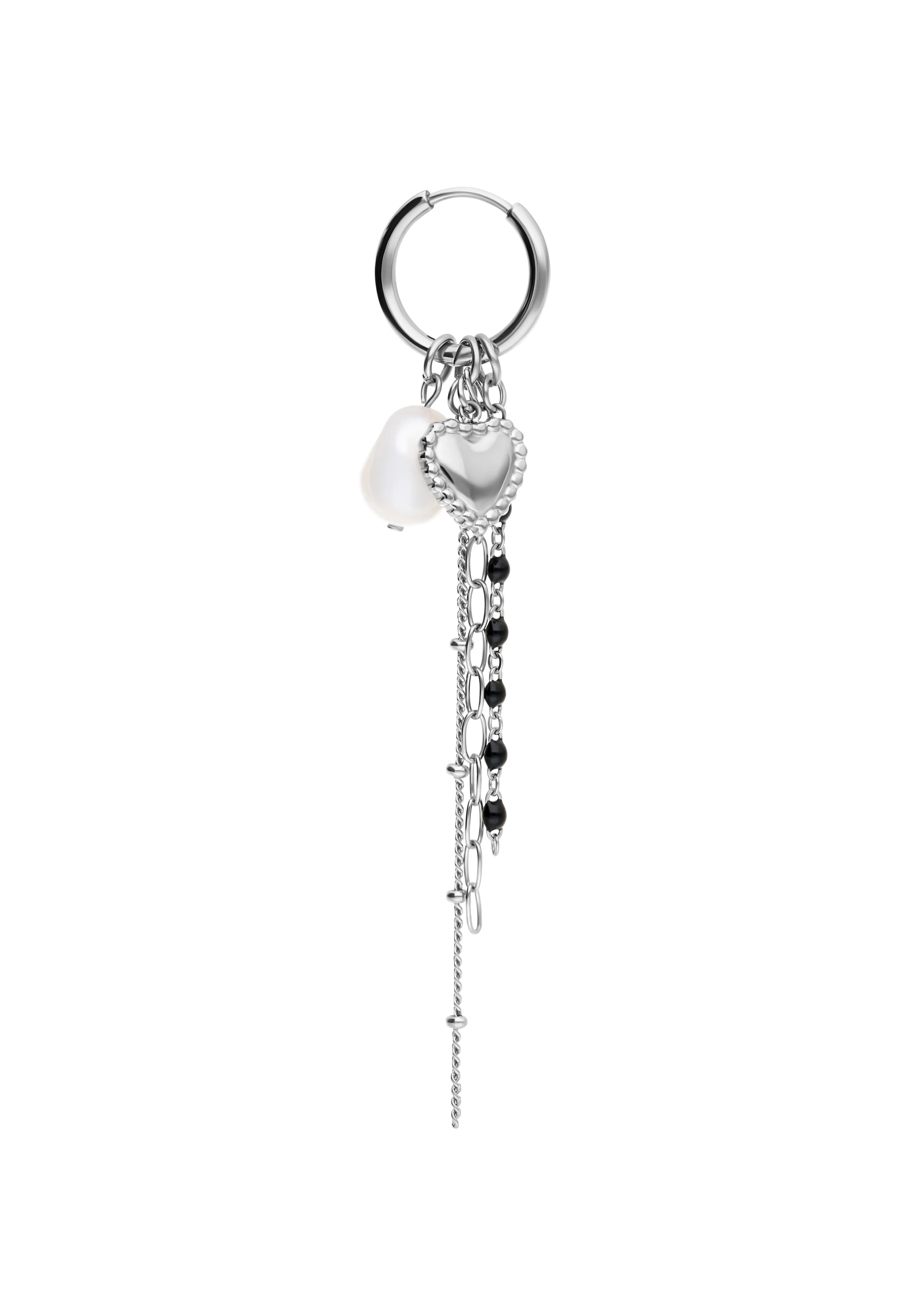 Bubble Heart Hoops With Pearl Silver - Earrings - Image 5