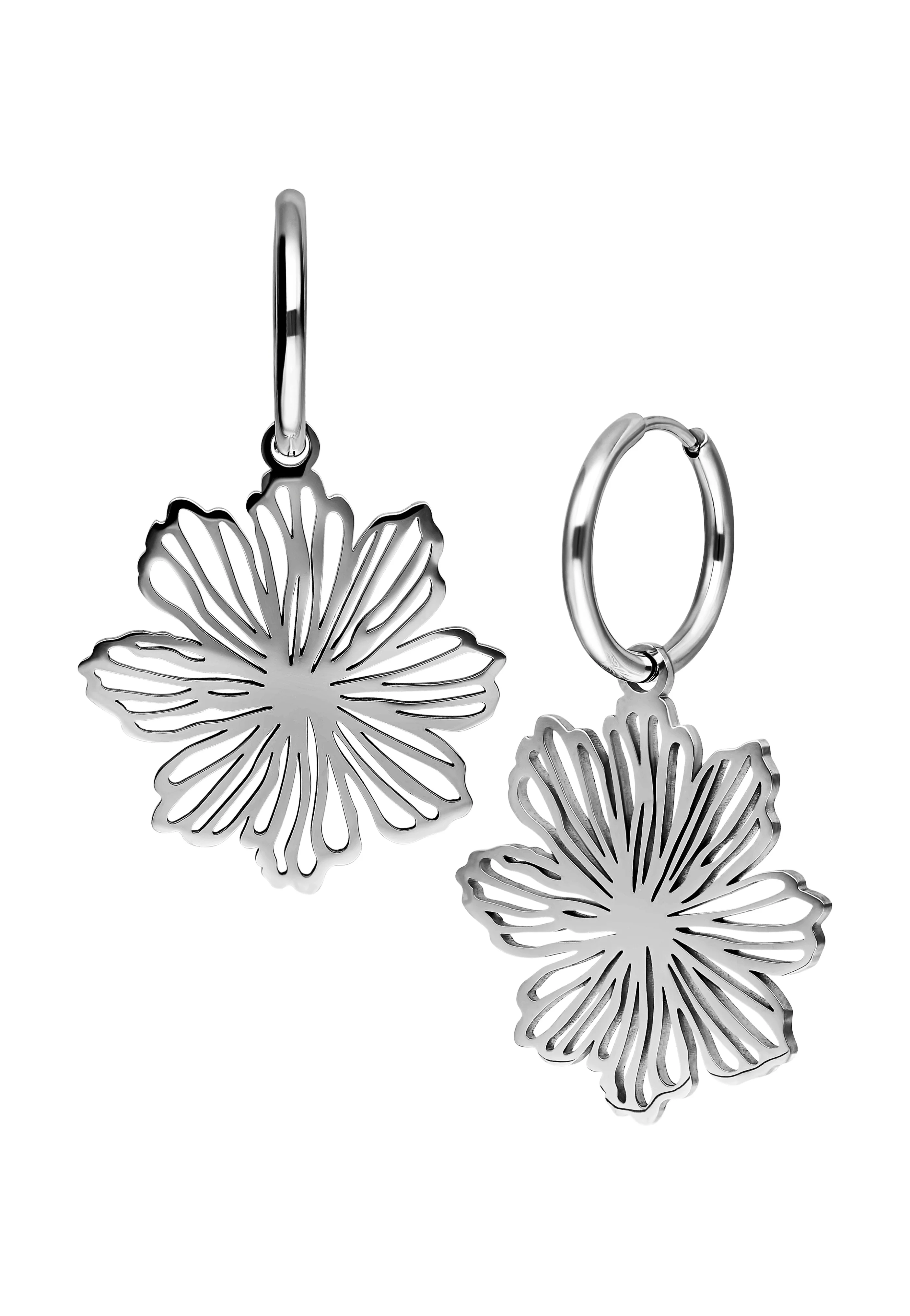 Fine Flower Hoops Silver - Earrings - Image 3